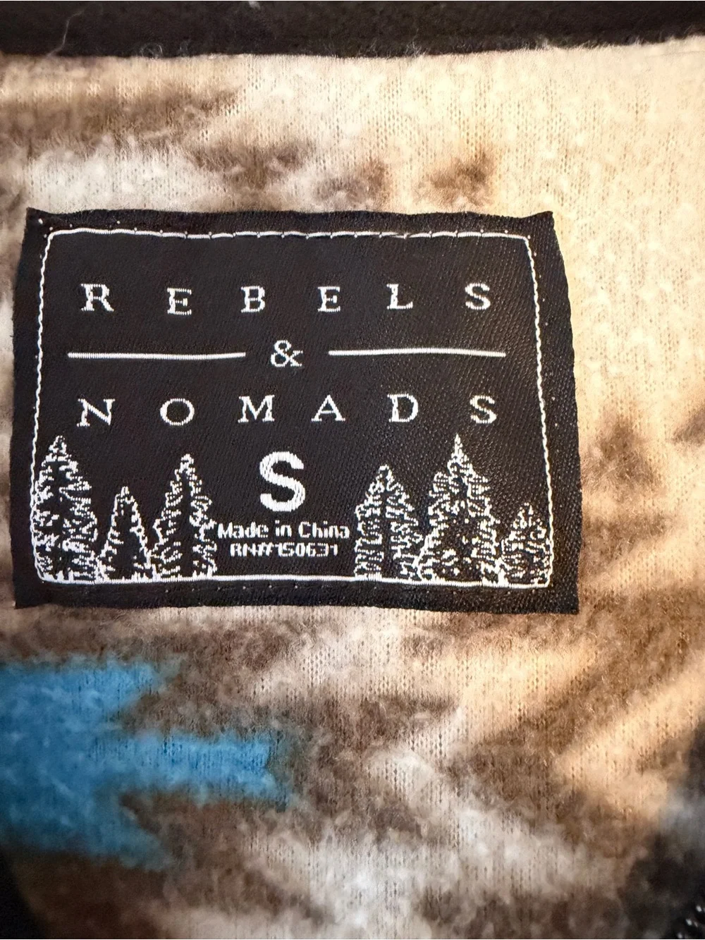 Rebels & Nomads Southwestern Aztec Fleece Quarter Zip Hoodie Small